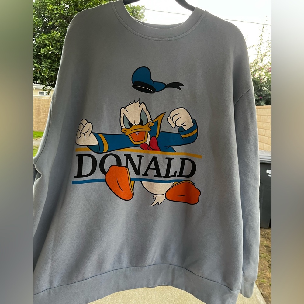 Disney Donald Duck Men's Crewneck Sweater - Gray and Blue